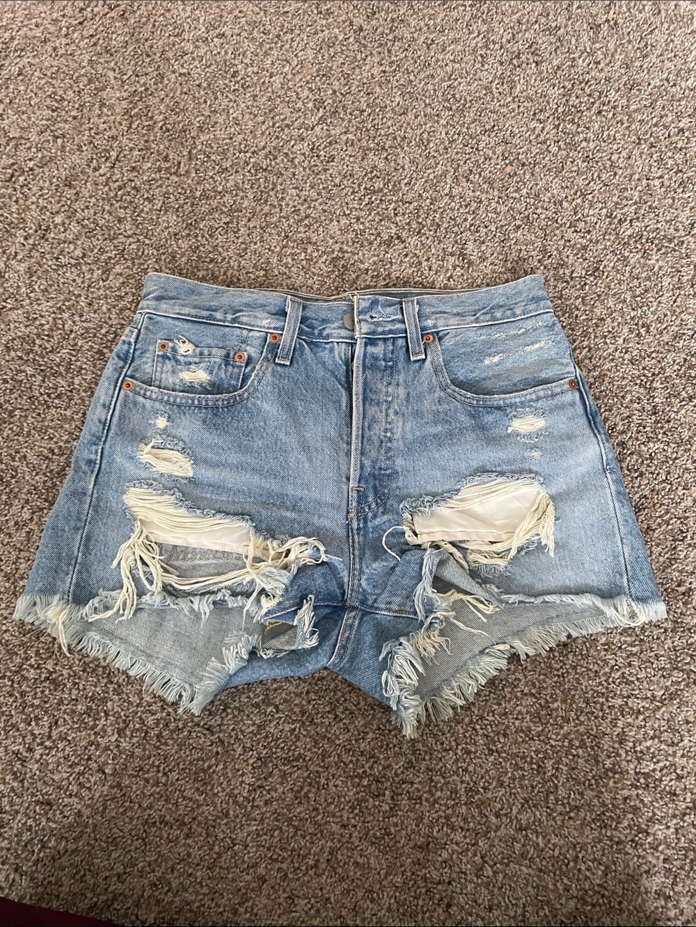 Distressed High-Waist Light Blue Denim Shorts size 26